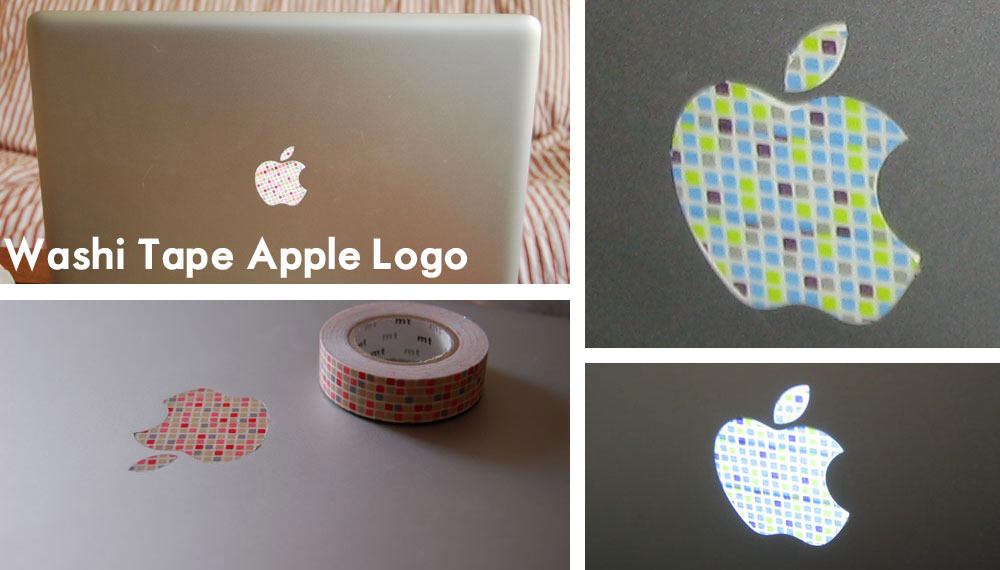 Washi tape apple logo laptop