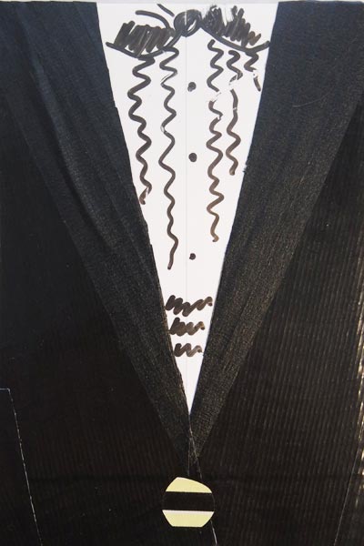 postcard-sized artwork of tuxedo